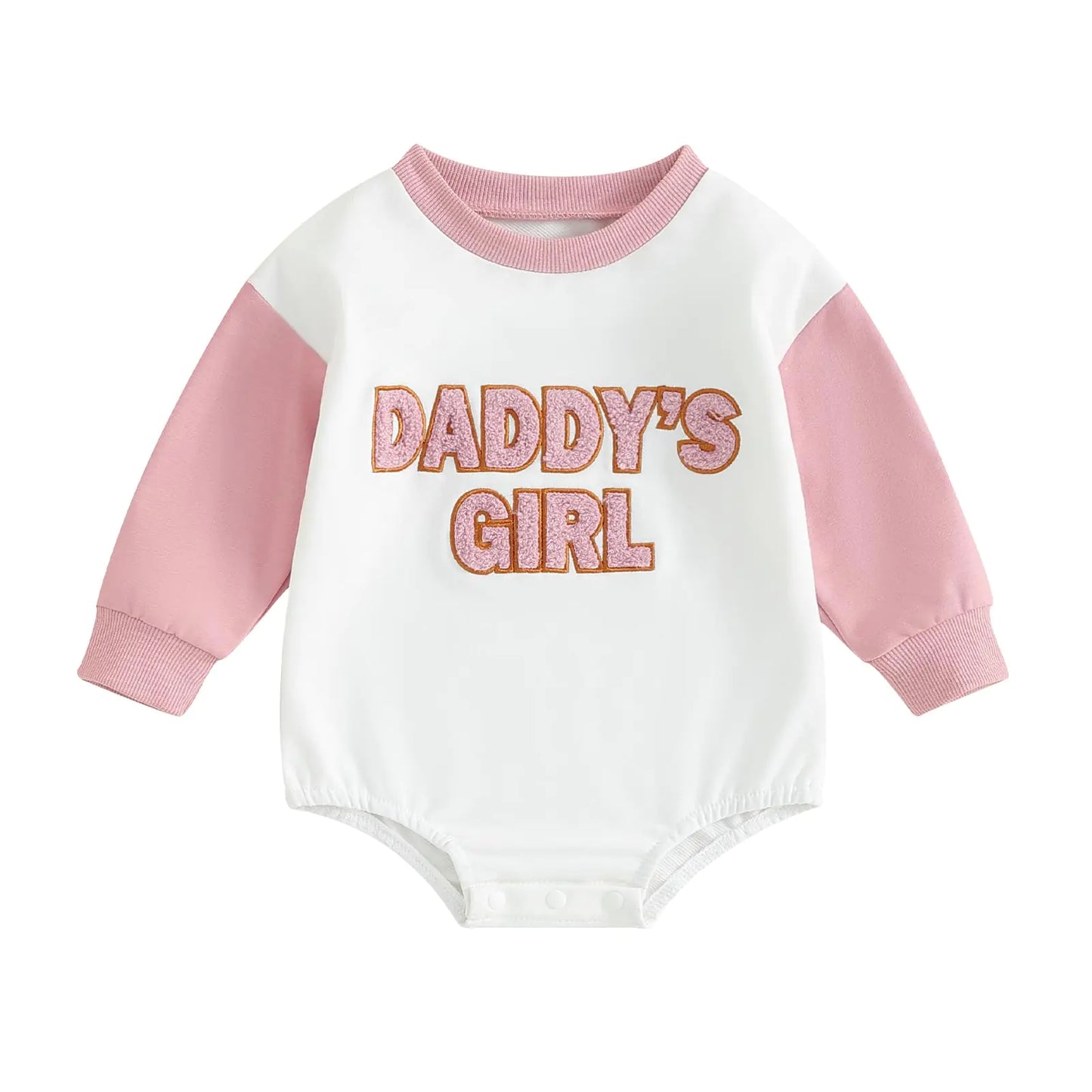 FOCUSNORM Newborn Baby Girl Clothes Daddys Girl Clothes Sweatshirt Embroidery Romper Long Sleeve Onesie Cute Baby Girl Romper (Pink 3-6 Months)