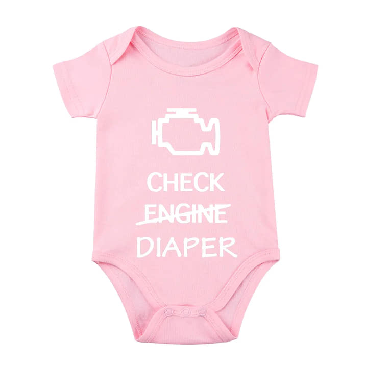 Check Engine Diaper Baby Bodysuit Baby Mechanic Outfit f1 Baby Clothes Baby Race Car Outfit Funny Baby Bodysuit 6M