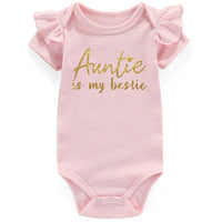 Auntie Is My Bestie funny gifts for newborn girls baby clothes Baby Bodysuit 0-3 months Pink(3-6Months)